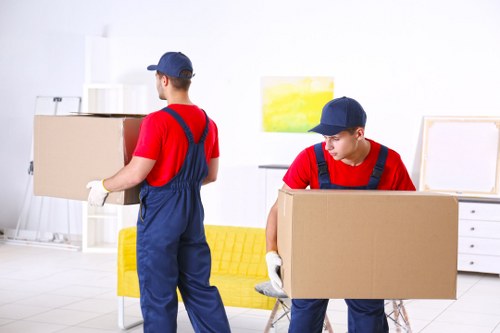 Moving van and boxes for a flat removal in Bow