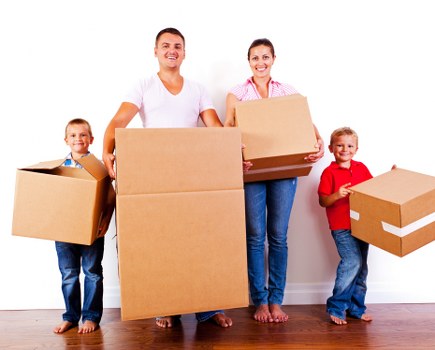 Packed student room items ready for transport in East London