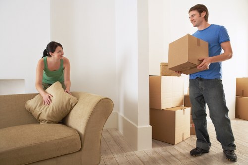Boxes and small furniture prepared for student removals